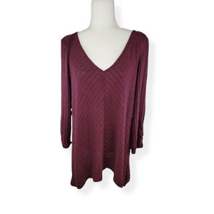 Alyx ribknit V-Neck Burgundy Tunic XL NWOT